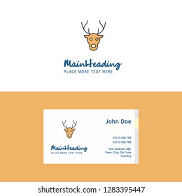 Flat Reindeer Logo and Visiting Card Template. Busienss Concept Logo Design