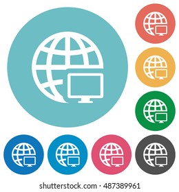 Flat remote terminal icon set on round color background.