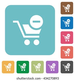 Flat remove from cart icons on rounded square color backgrounds.