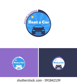 Flat Rent a Car Center Vector Icons, Logos, Sign, Symbol Template 