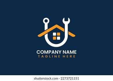 Flat repair home logo template design illustration