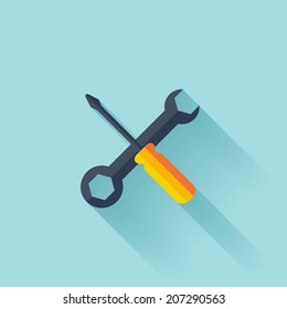 Flat repair icon. Mechanic service concept.  Web site creating.