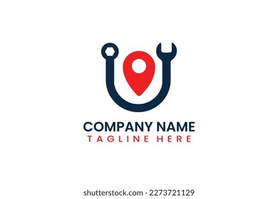 Ilustración de diseño de logotipo de punto de reparación plana