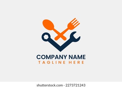 Flat repair restaurant logo template vector