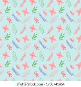 Flat Repeat pattern with beautiful flowers. Vector illustration support CMYK.