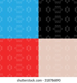 Flat repeating pattern with chair and table signs texture. Seamless modern furniture texture. EPS10 vector illustration 