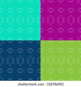 Flat repeating pattern with chair and table signs texture. Seamless modern furniture texture. EPS10 vector illustration 