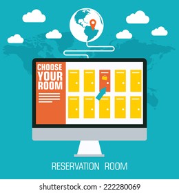 Flat Reservation Room Background Design Concept. Vector Illustration 