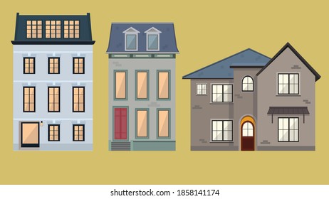 Edificios residenciales planos para fondo