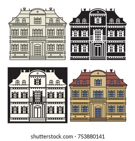 Flat residential house and detailed house exterior. House icon. House vector illustration.