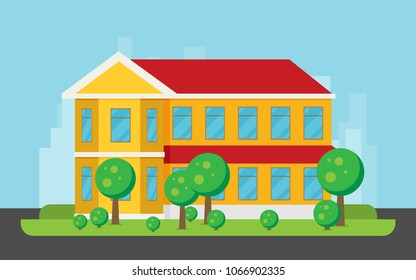 Flat Residential House. Vector illustration.