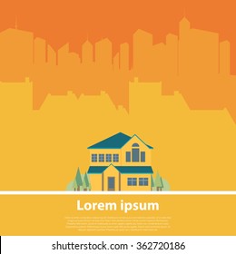 Flat Residential House. Vector illustration.