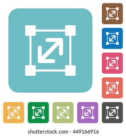 Flat resize element icons on rounded square color backgrounds.