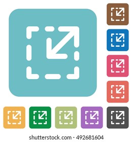 Flat resize element icons on rounded square color backgrounds.