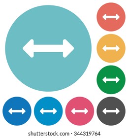 Flat resize horizontal icon set on round color background. 8 color variations included with light teme.