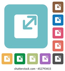 Flat resize window symbol icons on rounded square color backgrounds.