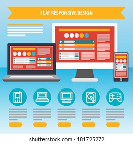 Flat Responsive Design. Vector.