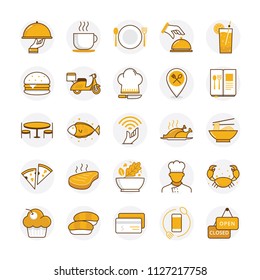 Flat restaurant and food icons, Restaurant icon set suitable for infographics, websites and print media