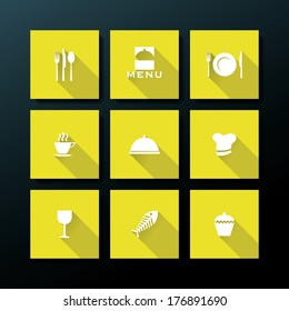 Flat restaurant icon set - vector illustration