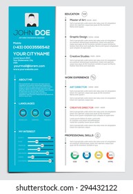 Flat Resume with Infographics. Cv set and icon collection. Vector