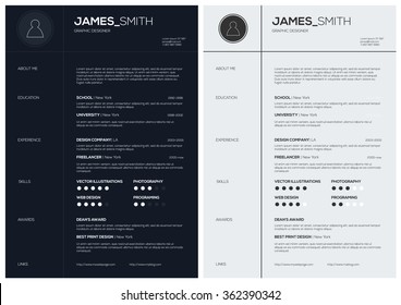 Flat Resume with Infographics and Timeline. Vector Illustration
