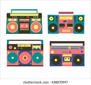 Flat retro boombox