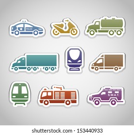 Flat retro color stickers - set two. Vector illustration 10eps