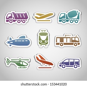 Flat retro color stickers - set thirteen. Vector illustration 10eps