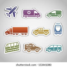 Flat retro color stickers - set seven. Vector illustration 10eps