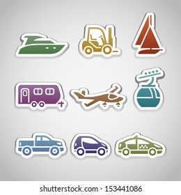 Flat retro color stickers - set nine. Vector illustration 10eps