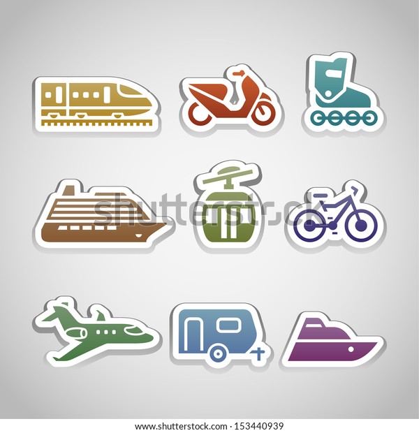Flat retro color stickers - set twelve. Vector
illustration 10eps