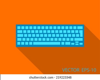 flat retro design keyboard icon with long shadow