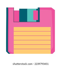 flat retro diskette over white