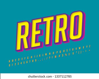 Flat retro font effect with charming color style