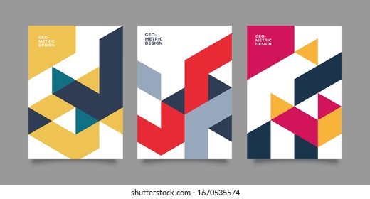 Flat Retro Geometric Covers Design. Colorful Modernism. Simple Shapes Composition. Futuristic Patterns. Eps10 Layered Vector.