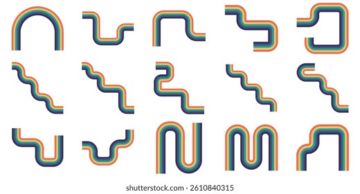 Flat Retro Rainbow Element Bundle