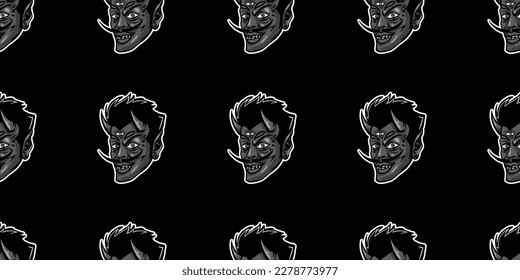 Flat Retro Style Vector Illustrations. Timeless and Trippy Beautiful Mystery Person Seamless Pattern with a Third Eye. Psychedelic Fashion Seamless Pattern.