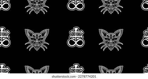 Flat Retro Style Vector Illustrations. Timeless and Trippy Beautiful Mystery Person Seamless Pattern with a Third Eye. Psychedelic Fashion Seamless Pattern.