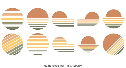 Flat Retro Sunset Stripes Bundle