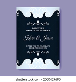 Flat retro wedding invitation template
