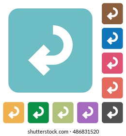 Flat return arrow icons on rounded square color backgrounds.