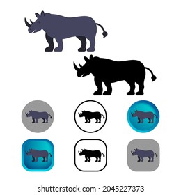 Flat Rhino Animal Icon Collection