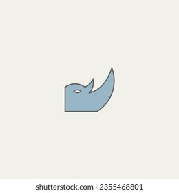 Flat rhino head logo illustration design
