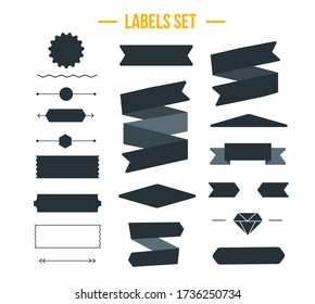 Flat ribbon decoration set, vector label, quote background elements, special graphic scrap