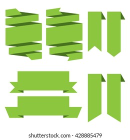 flat ribbon set on isolated background