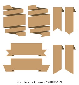 flat ribbon set on isolated background
