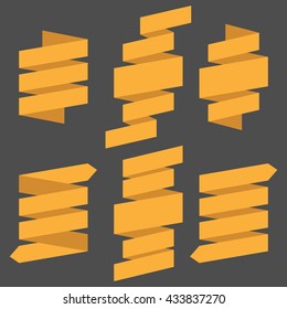 flat ribbon set on isolated background