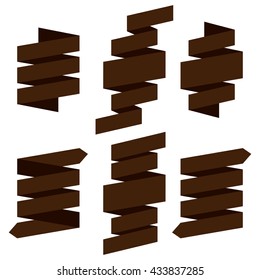 flat ribbon set on isolated background