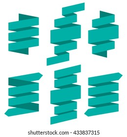 flat ribbon set on isolated background