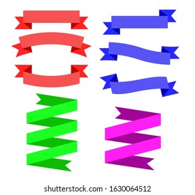 flat ribbon vector designs in a variety of different colors and shapes